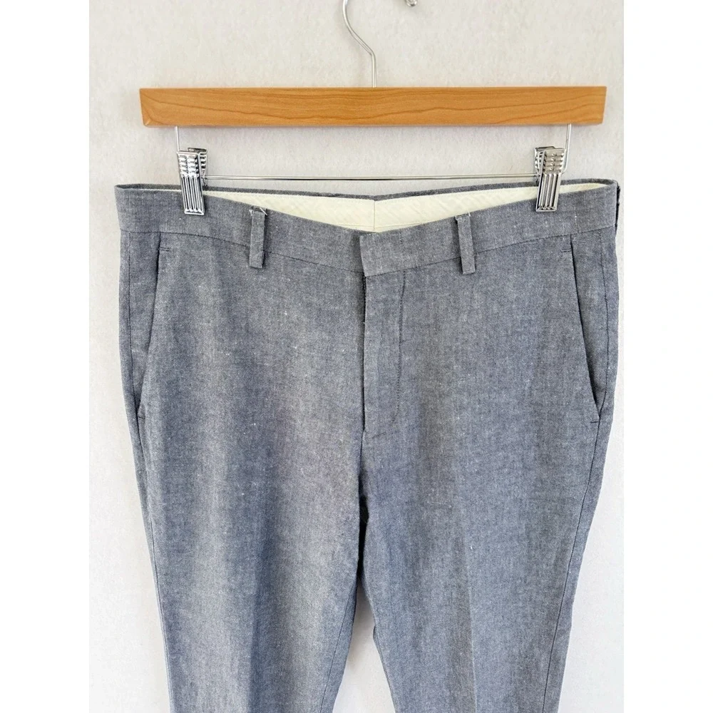 JCrew Mens Ludlow Baird McNutt Slim Fit Suit Pants 30x32 Blue Cotton Linen